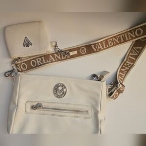 Valentino Orlandi Cream Crossbody Bag with Coin Pouch